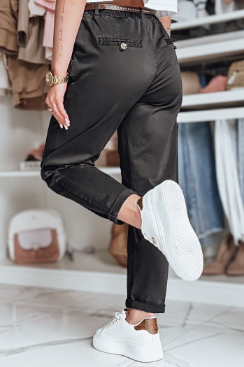 Spodnie damskie chinosy z paskiem RELCIX czarne Dstreet UY2584