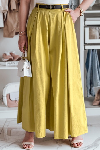 Spódnico-spodnie z paskiem FLOWES musztardowe Dstreet UY2589