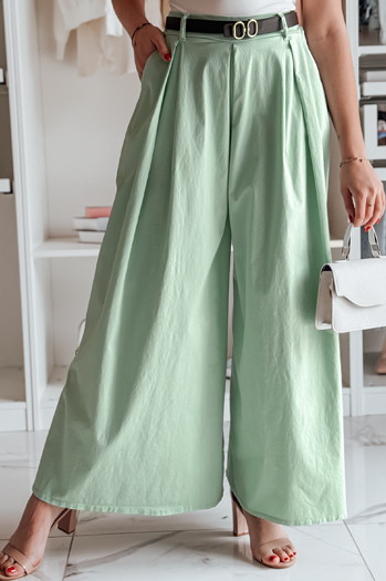 Spódnico-spodnie z paskiem FLOWES FLOWES miętowy  Dstreet UY2594