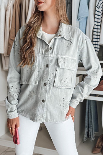 Kurtka damska przejściowa one size w gwiazki STRASHINE jasnoszara Dstreet TY4845