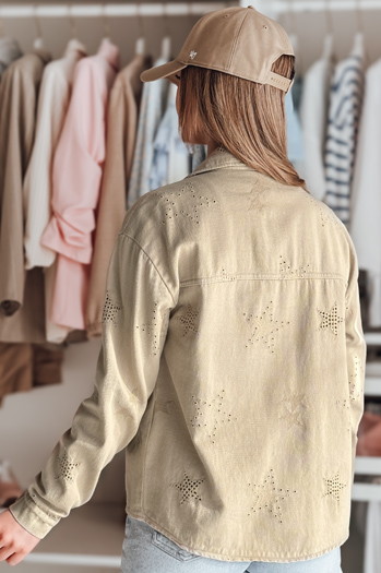 Kurtka damska przejściowa one size w gwiazki STRASHINE brązowa Dstreet TY4847