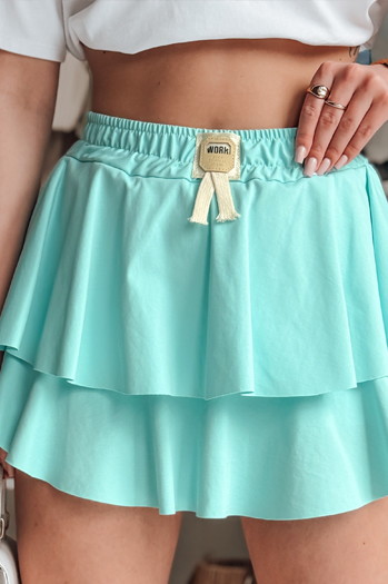 Spódniczka mini z falbaną FALBELA miętowa Dstreet CY0495
