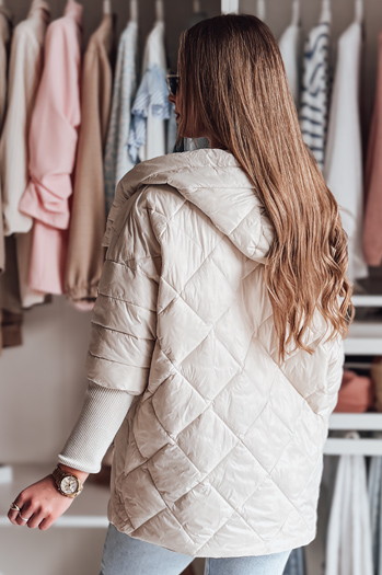 Kurtka damska przejściowa pikowana oversize PUFFILOF jasnobeżowa Dstreet TY4856