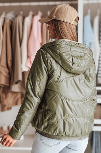 Kurtka przejściowa damska pikowana z kapturem NIVESSO zielona Dstreet TY4857