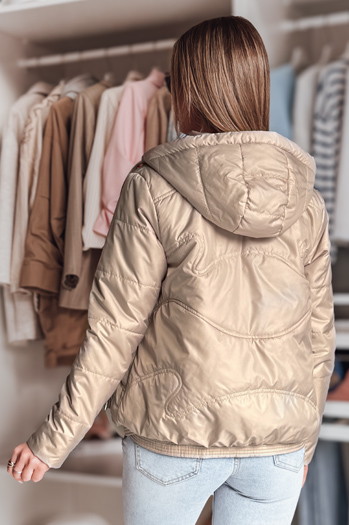 Kurtka przejściowa damska pikowana z kapturem NIVESSO beżowa Dstreet TY4858