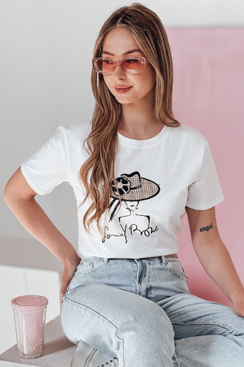 T-shirt damski z nadrukiem WOMANPOW biały Dstreet RY2804
