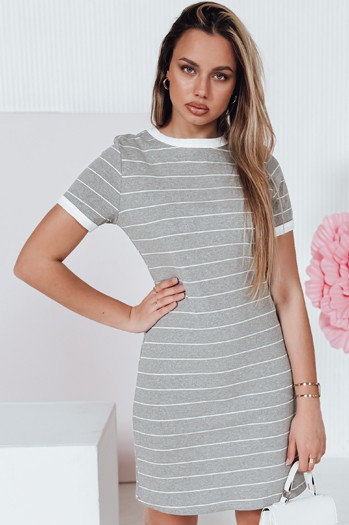 Sukienka damska mini prążkowana FITLINES szara Dstreet EY2580