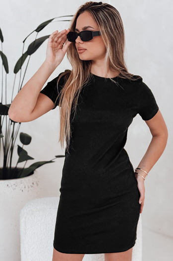 Sukienka damska mini prążkowana RIBBINA czarna Dstreet EY2581