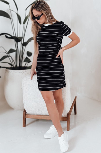 Sukienka damska mini prążkowana FITLINES czarna Dstreet EY2584