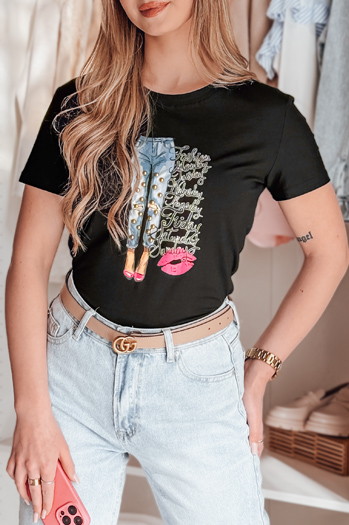 T-shirt damski z nadrukiem TRENDAY czarny Dstreet RY2824