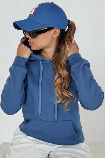 Bluza damska BASIC z kapturem niebieski BY1395