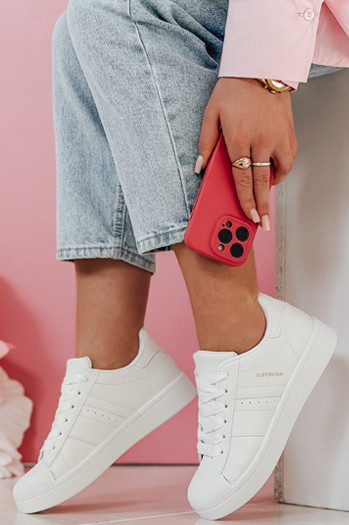 Sneakersy damskie na platformie JUNOMI białe Dstreet ZY0859