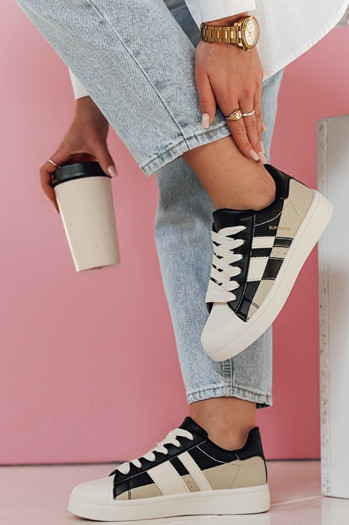 Sneakersy damskie na platformie JUNOMI czarne Dstreet ZY0860