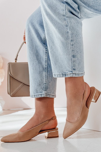 Czółenka na płaskim obcasie SLIMGIM khaki Dstreet ZY0864