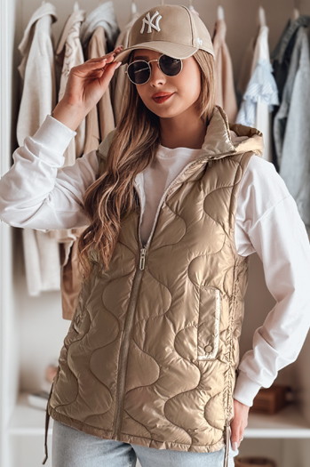 Kamizelka damska przejściowa pikowana VESOLITA kamelowa Dstreet TY4878