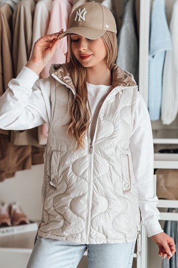 Kamizelka damska przejściowa pikowana VESOLITA jasnoszara Dstreet TY4882