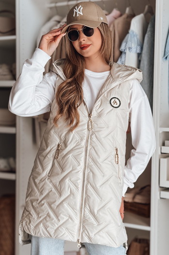 Kamizelka damska przejściowa pikowana GRANDI jasnoszara Dstreet TY4884