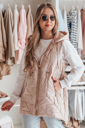 Kamizelka damska przejściowa pikowana OLINVIA różowa Dstreet TY4885