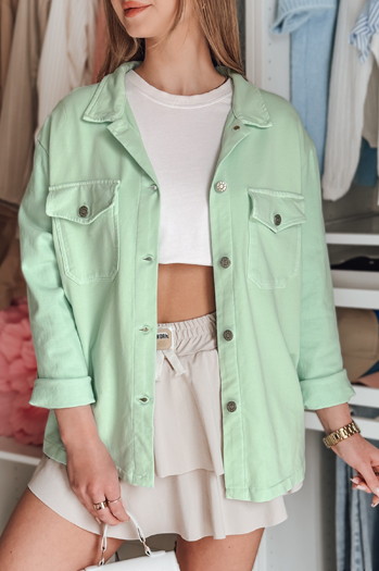 Kurtka damska koszulowa oversize OVERBOR miętowa Dstreet TY4891
