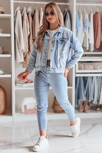 Spodnie damskie casualowe z paskiem MADELINA niebieskie Dstreet UY2626