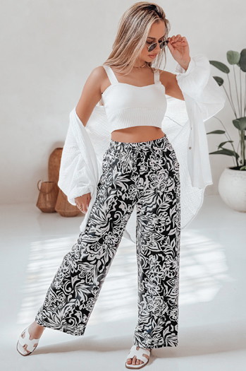 Spodnie damskie materiałowe wide leg TROPICAL SUN czarne Dstreet UY2634