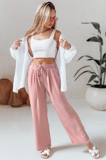 Spodnie damskie casualowe wide leg LOVETRIP różowe Dstreet UY2638