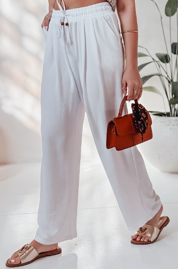 Spodnie damskie casualowe wide leg LOVETRIP białe Dstreet UY2640