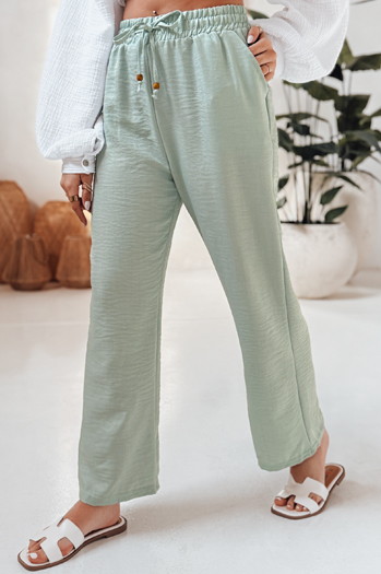 Spodnie damskie materiałowe wide leg LINESSA zielone Dstreet UY2644