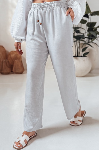 Spodnie damskie materiałowe wide leg LINESSA białe Dstreet UY2646