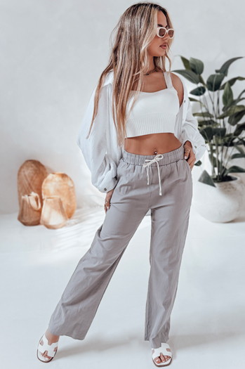 Spodnie damskie casualowe wide leg BOHO DAY szare Dstreet UY2650