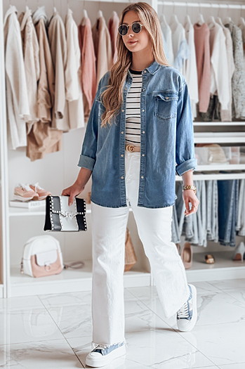 Koszula damska jeansowa oversize DENIMOVA niebieska Dstreet DY0467