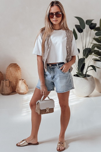 Spodenki damskie jeansowe z paskiem HELLO JEAN niebieskie Dstreet SY0481