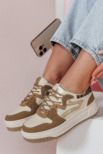 Sneakersy damskie na platformie BEIMEI beżowe Dstreet ZY0870