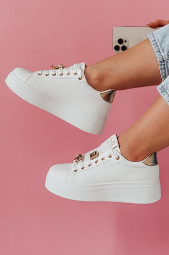 Sneakersy damskie na platformie SOLICIA złote Dstreet ZY0872