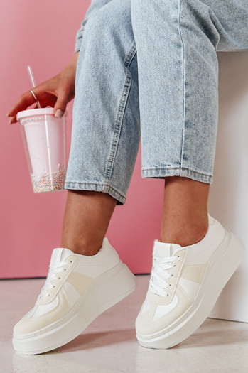 Sneakersy damskie na platformie MODNIKKI białe Dstreet ZY0875