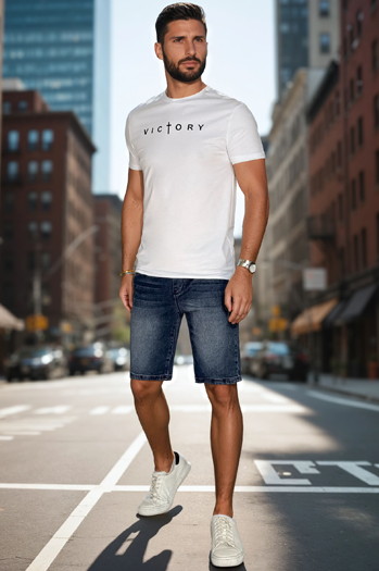 T-shirt męska z nadrukiem biała Dstreet RX5641