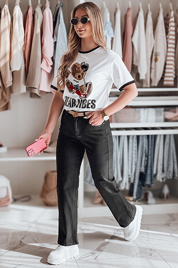 Spodnie damskie jeansowe wide leg DELUSSIA czarne Dstreet UY2669