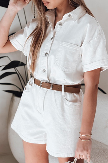 Kombinezon krótki jeansowy DINOZIA biały Dstreet EY2589