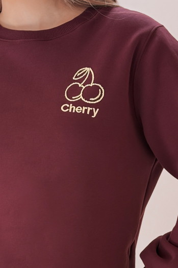 Bluza damska oversize z haftem CHERSOFT śliwkowa Dstreet BY1399