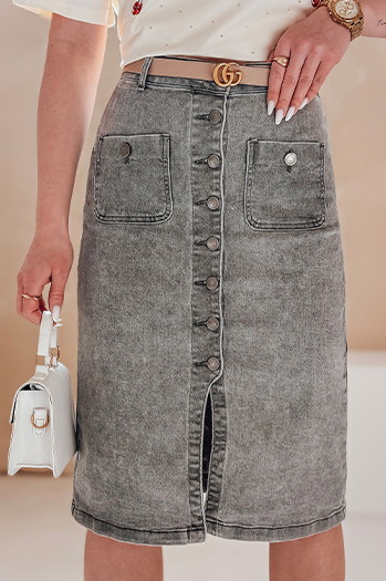 Spódnica jeansowa midi GUZIKOVA szara Dstreet CY0510