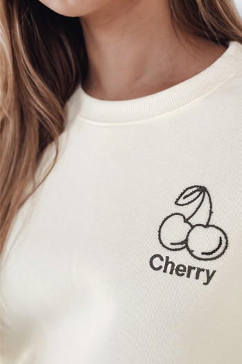 Bluza damska oversize z haftem CHERSOFT ecru Dstreet BY1400