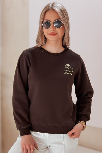 Bluza damska oversize z haftem CHERSOFT brązowa Dstreet BY1401