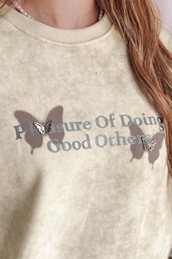 Bluza damska oversize tie-dye w motyle SPARKI ecru Dstreet BY1404