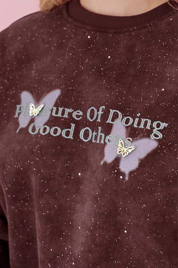 Bluza damska oversize tie-dye w motyle SPARKI bordowa Dstreet BY1405