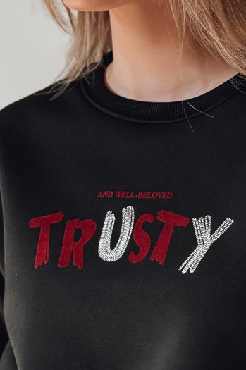 Bluza damska oversize z haftem SOFTRUS czarna Dstreet BY1408