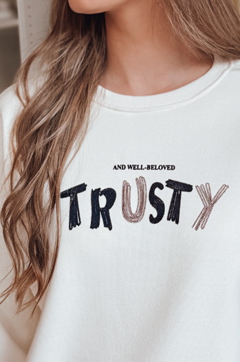 Bluza damska oversize z haftem SOFTRUS ecru Dstreet BY1411