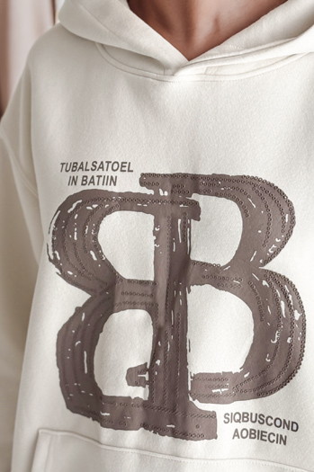 Bluza damska oversize z kapturem LITESSO ecru Dstreet BY1414