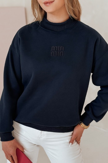 Bluza damska oversize z naszywką LOVASON granatowa Dstreet BY1416