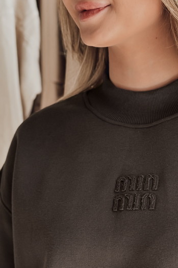 Bluza damska oversize z naszywką LOVASON mokka Dstreet BY1417