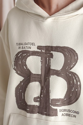 Bluza damska oversize z kapturem LITESSO beżowa Dstreet BY1418